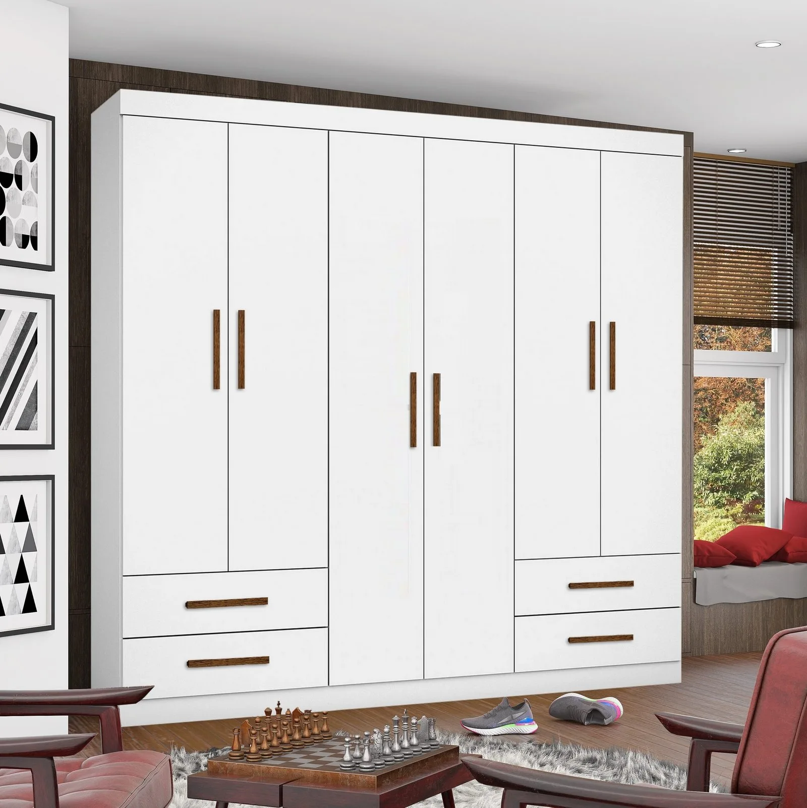 Guarda-Roupa 6 Portas Hércules (Sem espelho) 1,77 m Branco – CARIOCA MÓVEIS