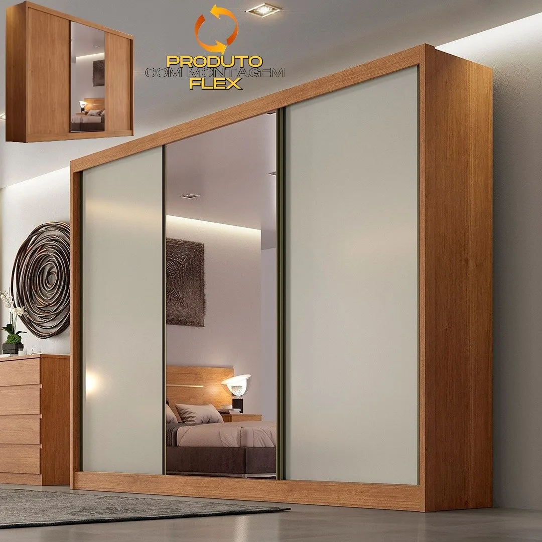 Guarda-Roupa Diamond Plus (1 porta espelhada) 2,412 m Cumarú/Fendi/Cumarú – NOVO HORIZONTE