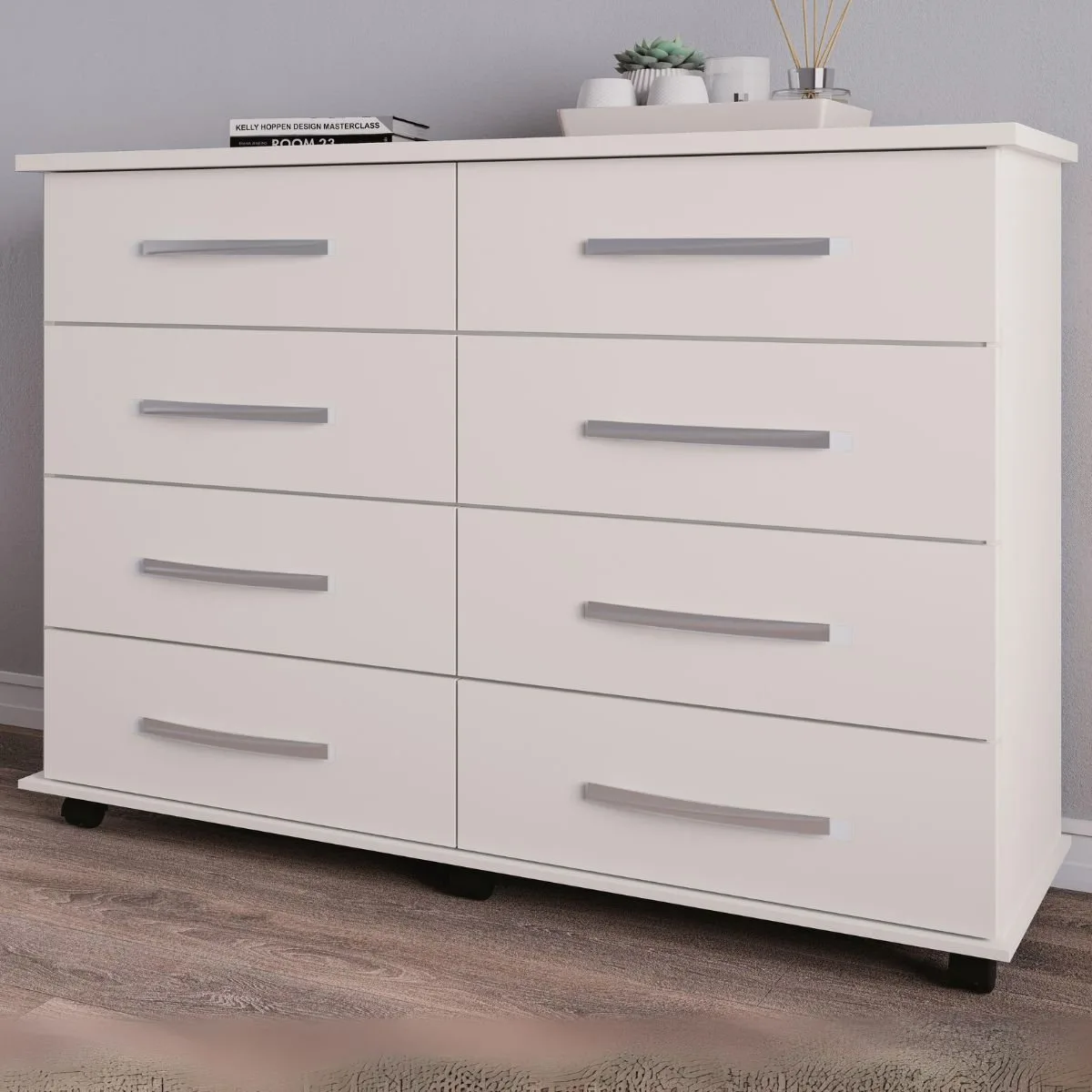 Cômoda 8 Gavetas Jade Branco – MÓVEIS PRIMUS