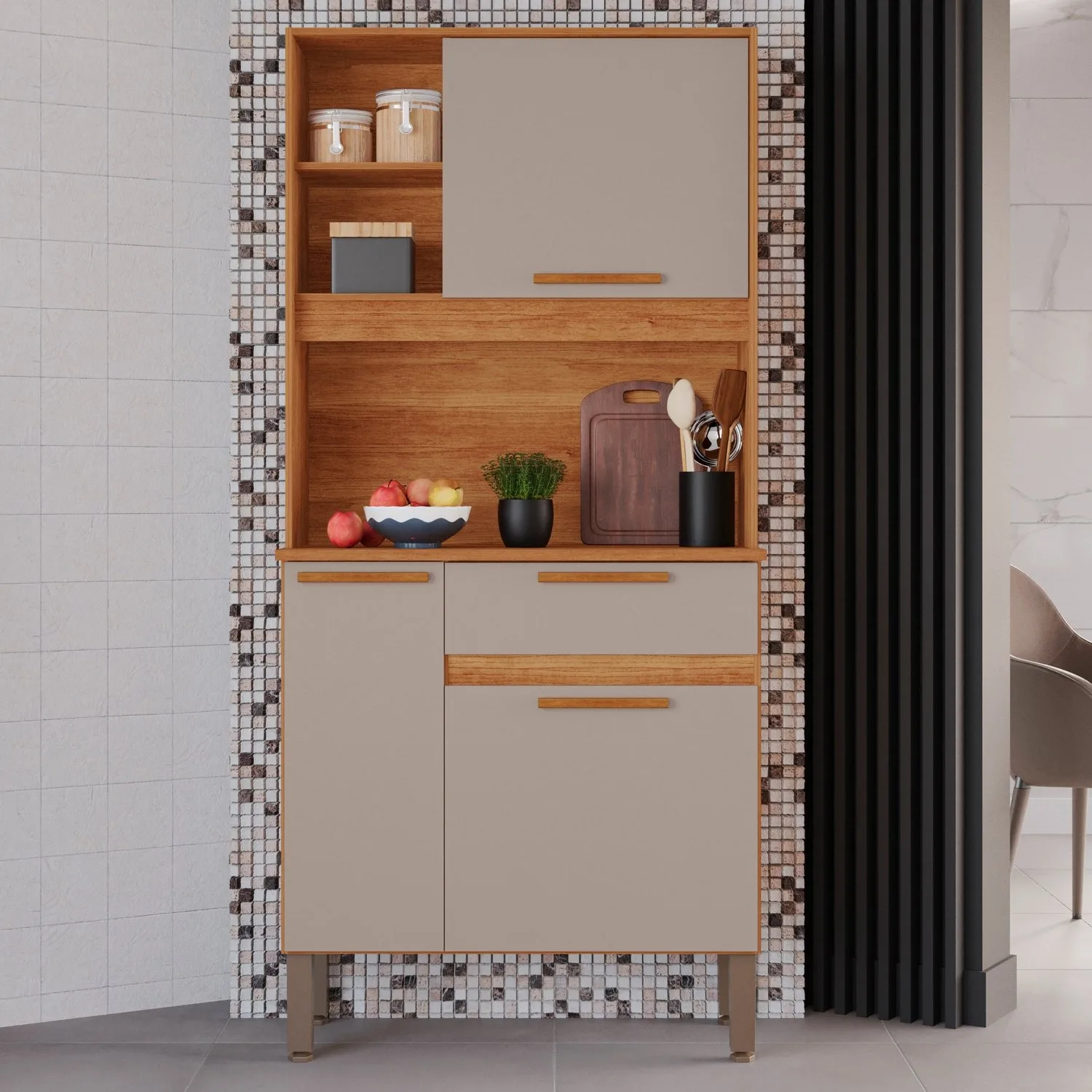 Kit Cozinha Lia 0,83 m Cinamomo/Off White – SALLÊTO