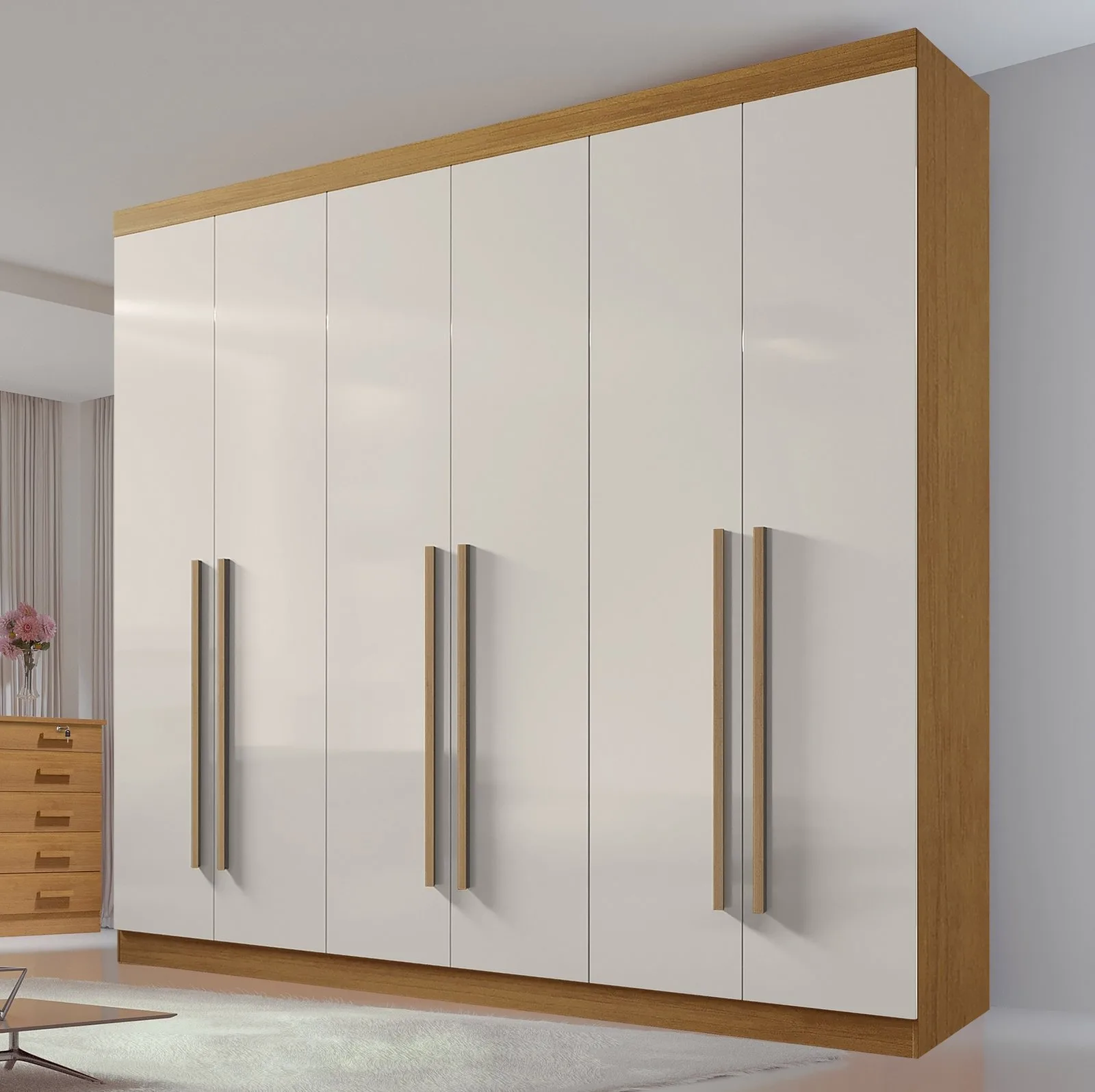 Guarda-Roupa 6 Portas Da Vinci 2,75 m Cinamomo/Off White – D’DORO MÓVEIS