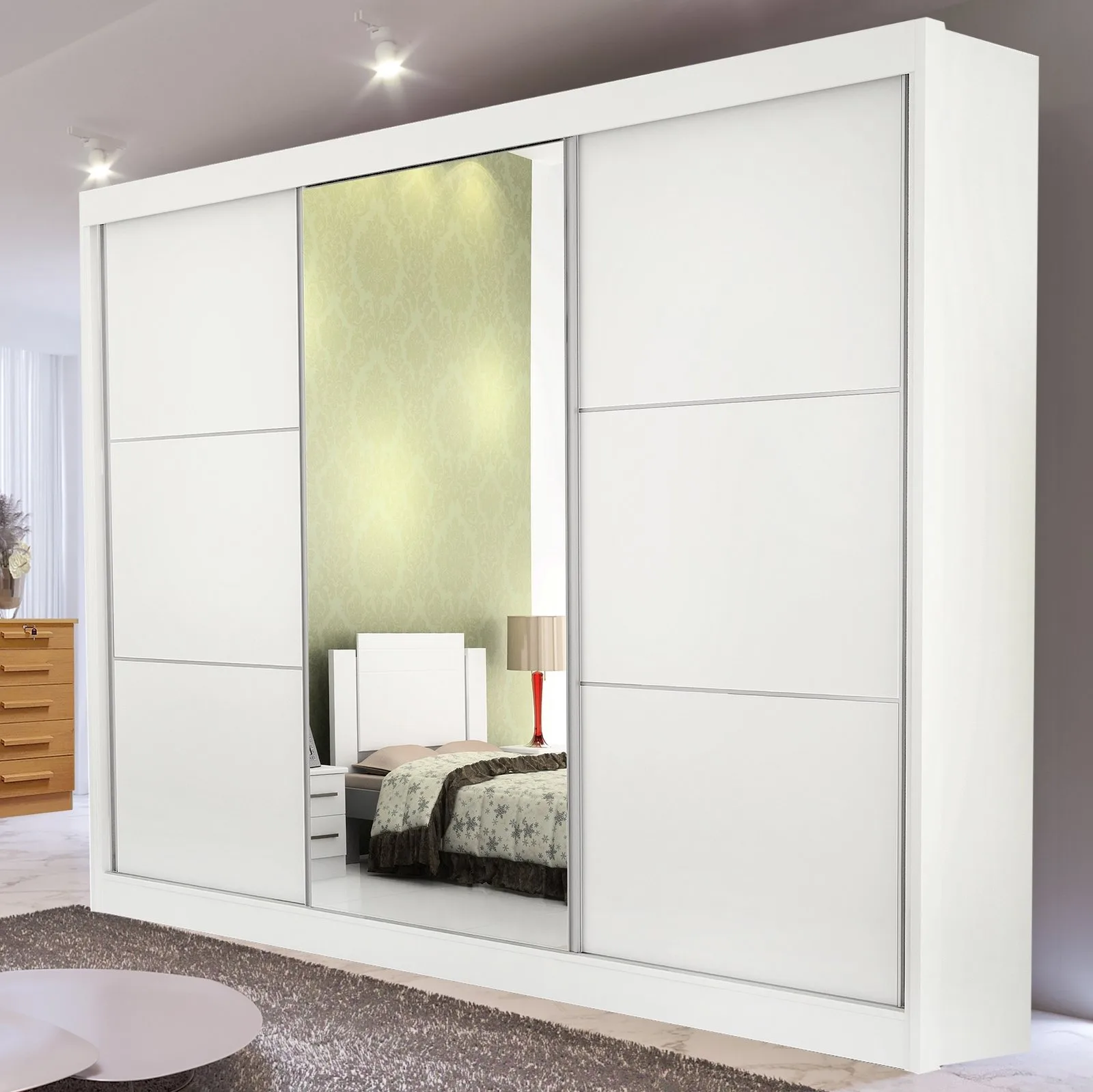 Guarda-Roupa 3 Portas Los Angeles 2,73 m Branco – D’DORO MÓVEIS