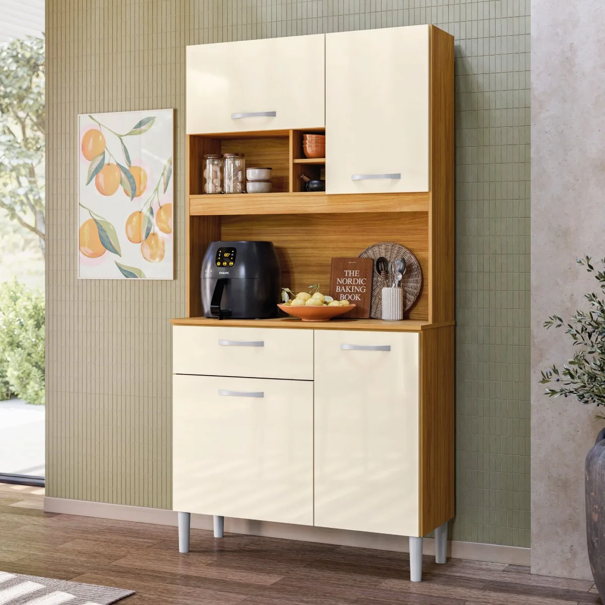 Kit Cozinha Malta 0,91 m  Cinamon Touch/Off White – DEMÓBILE