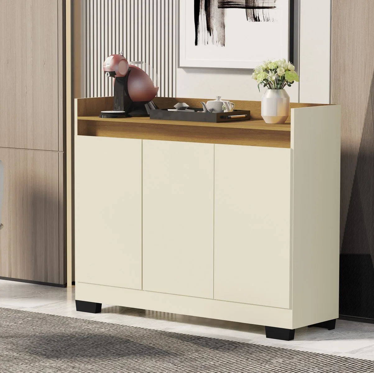 Buffet 3 Portas Real Pérola/Mel – MÓVEIS PRIMUS