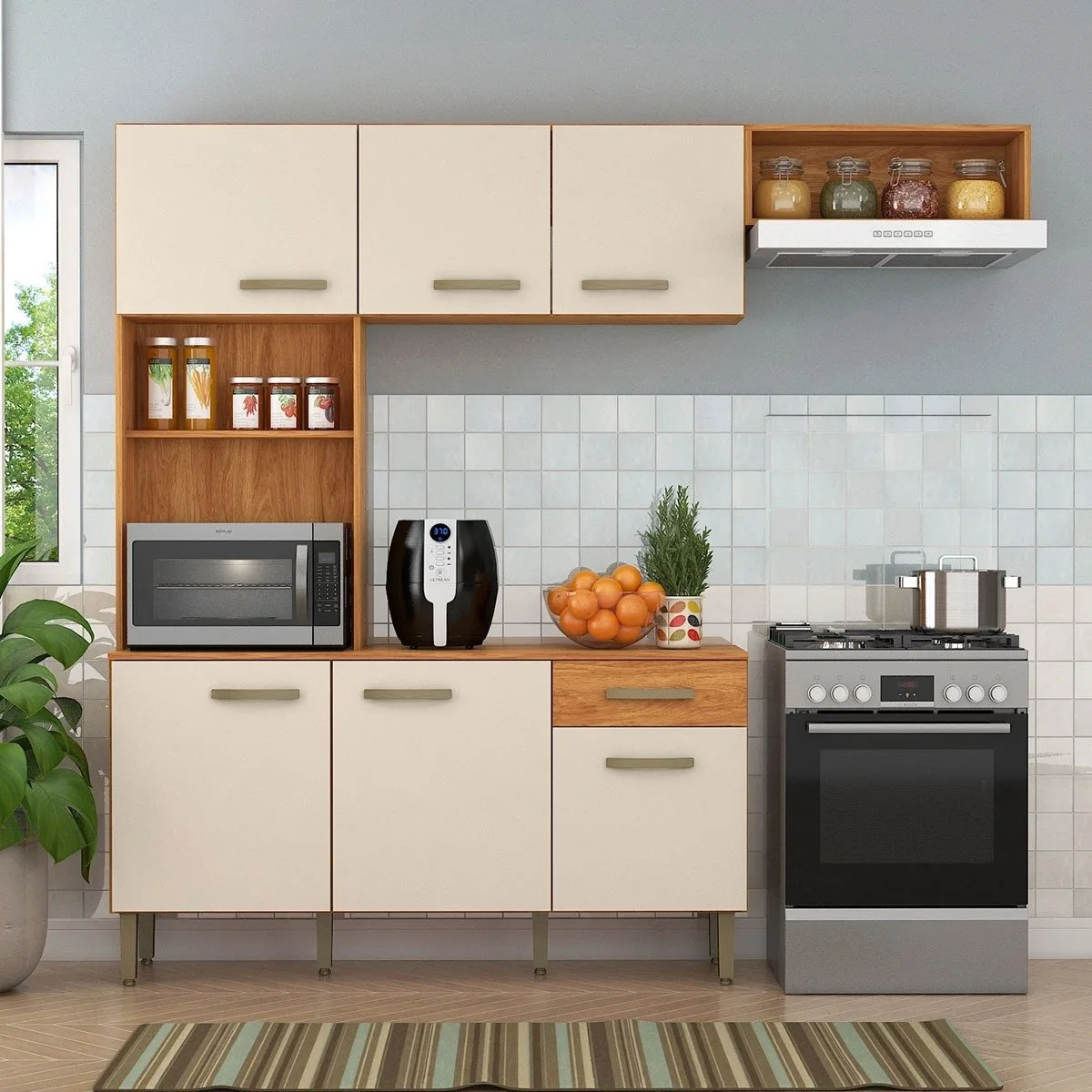 Cozinha Nina CN10 2,20 m Cinamomo/Off White – FELLICCI