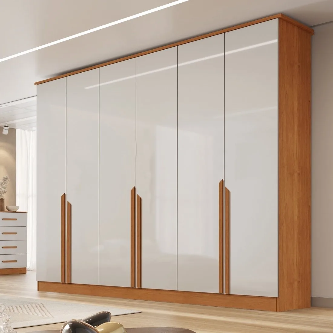 Guarda-Roupa 6 Portas Bianca 2,30 m Nature/Off White – BIANCHI