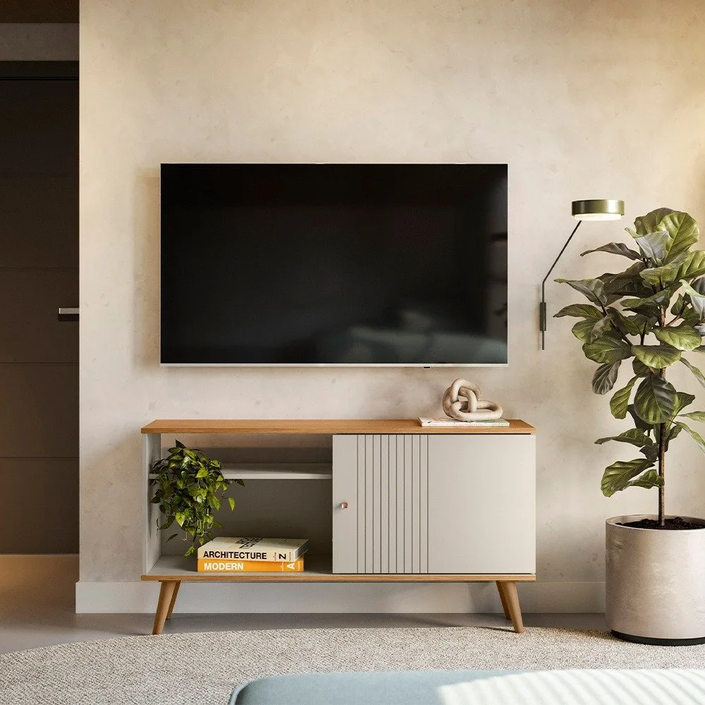 Rack até 50″ Rubi Nature/Off White – LINEA BRASIL