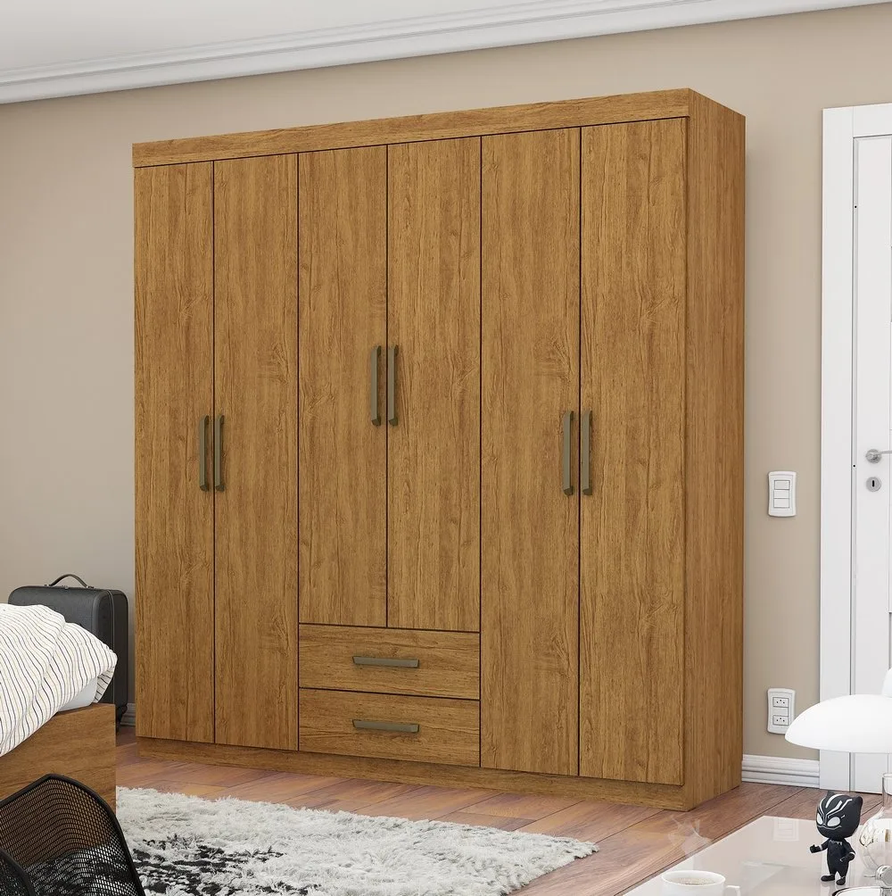Guarda-Roupa 6 Portas(Sem Espelho/Sem Pés) Áries 1,53 m Cinamomo – CARIOCA MÓVEIS