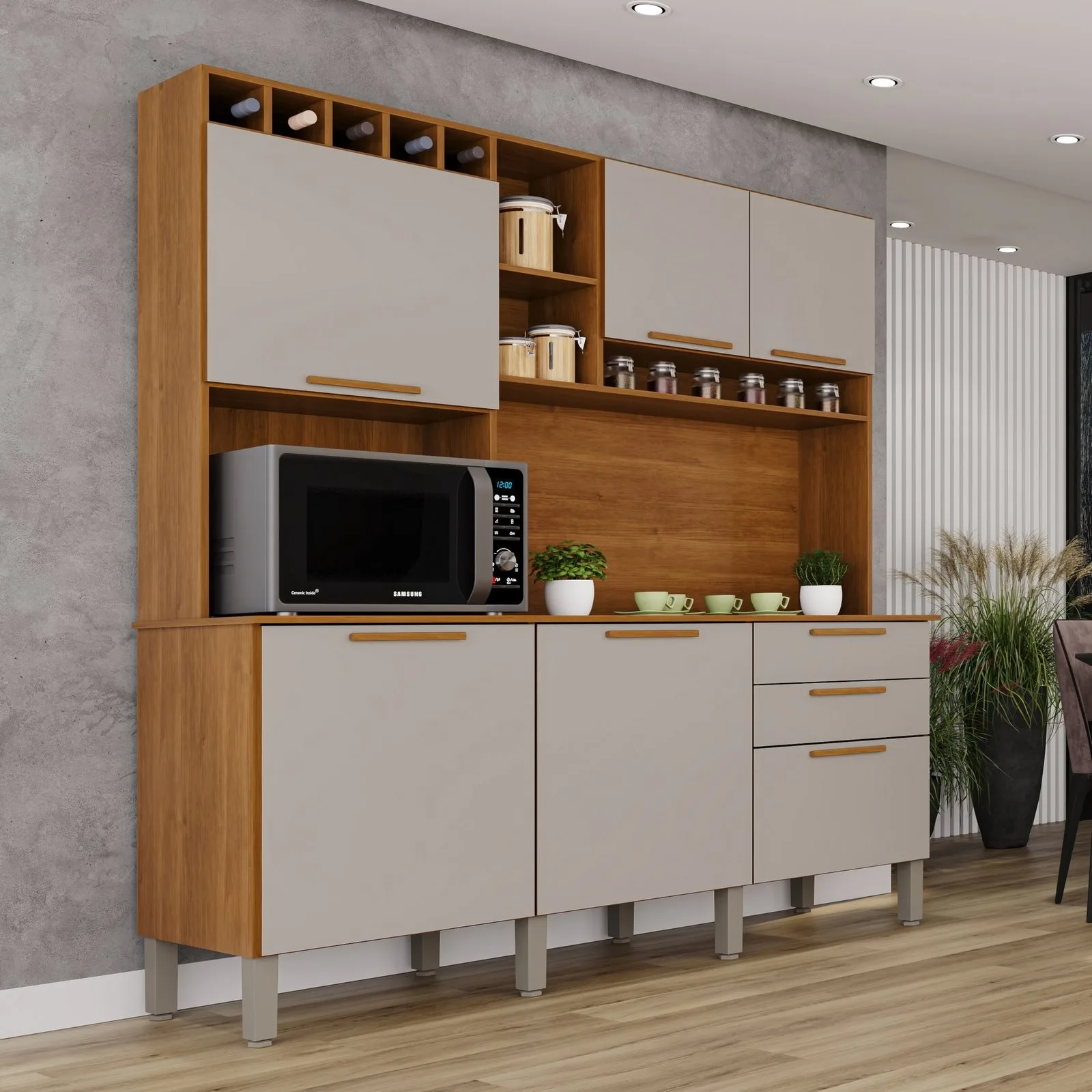 Kit Cozinha New Topázio 1,65 m Cinamomo/Off White – SALLÊTO