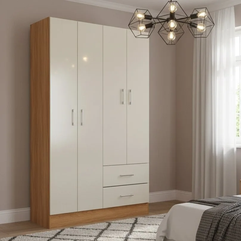 Guarda-Roupa 4 Portas Panamá 4002 0,90 m Cinamomo/Off White – FELLICCI