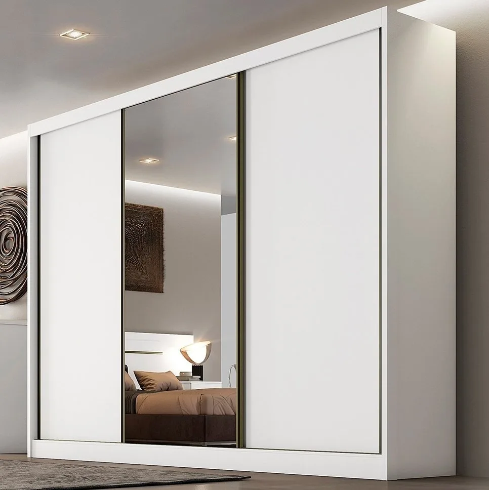 Guarda-Roupa Sollo Plus(1 porta espelhada) 2,736 m Neve – NOVO HORIZONTE