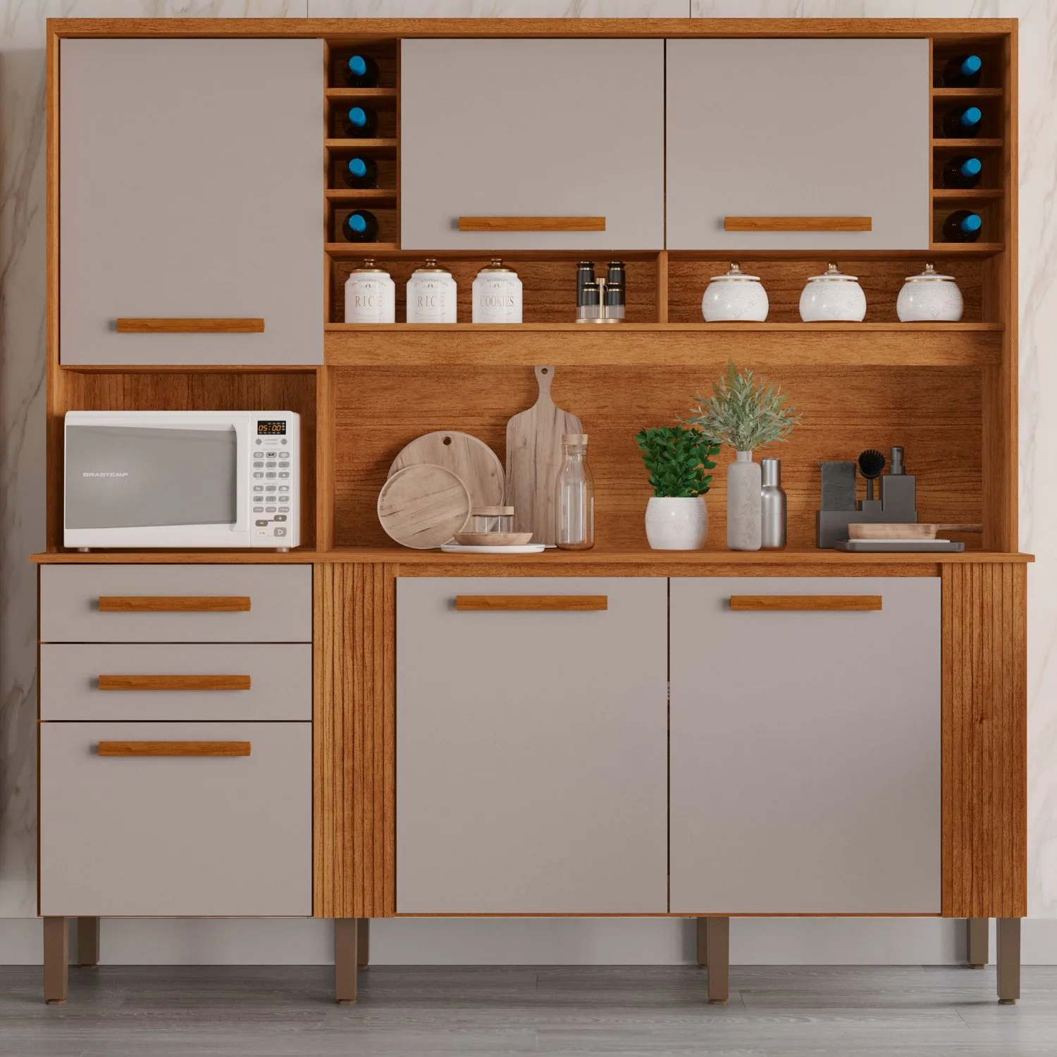 Kit de Cozinha Catar 2,00 m Cinamomo/Off White – SALLÊTO