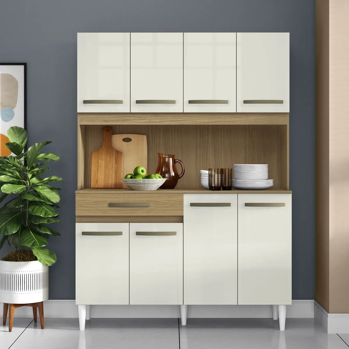 Kit Cozinha 8 Portas Cleo 1,21 M Atacama/Off White – ARAMÓVEIS