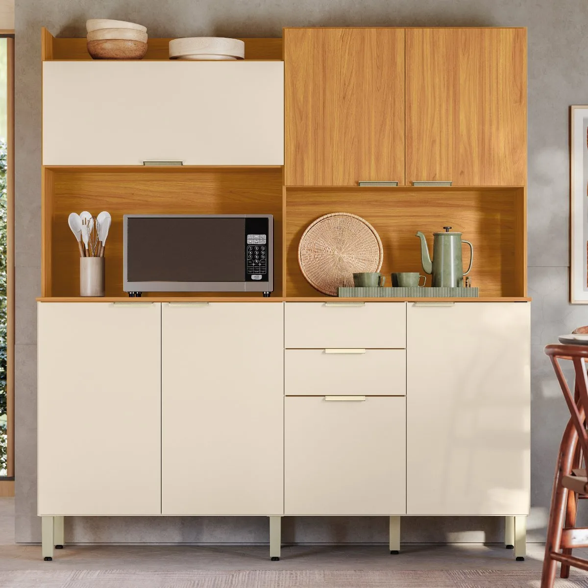 Kit Cozinha Pitaya 1,78 m Cinamon Touch/Off White – DEMÓBILE