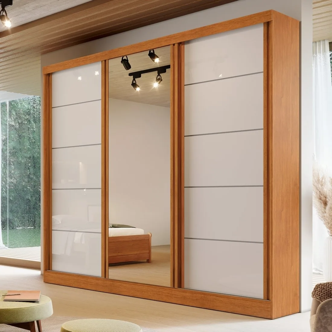 Guarda-Roupa 3 Portas Capri 2,21 m Nature/Off White – BIANCHI