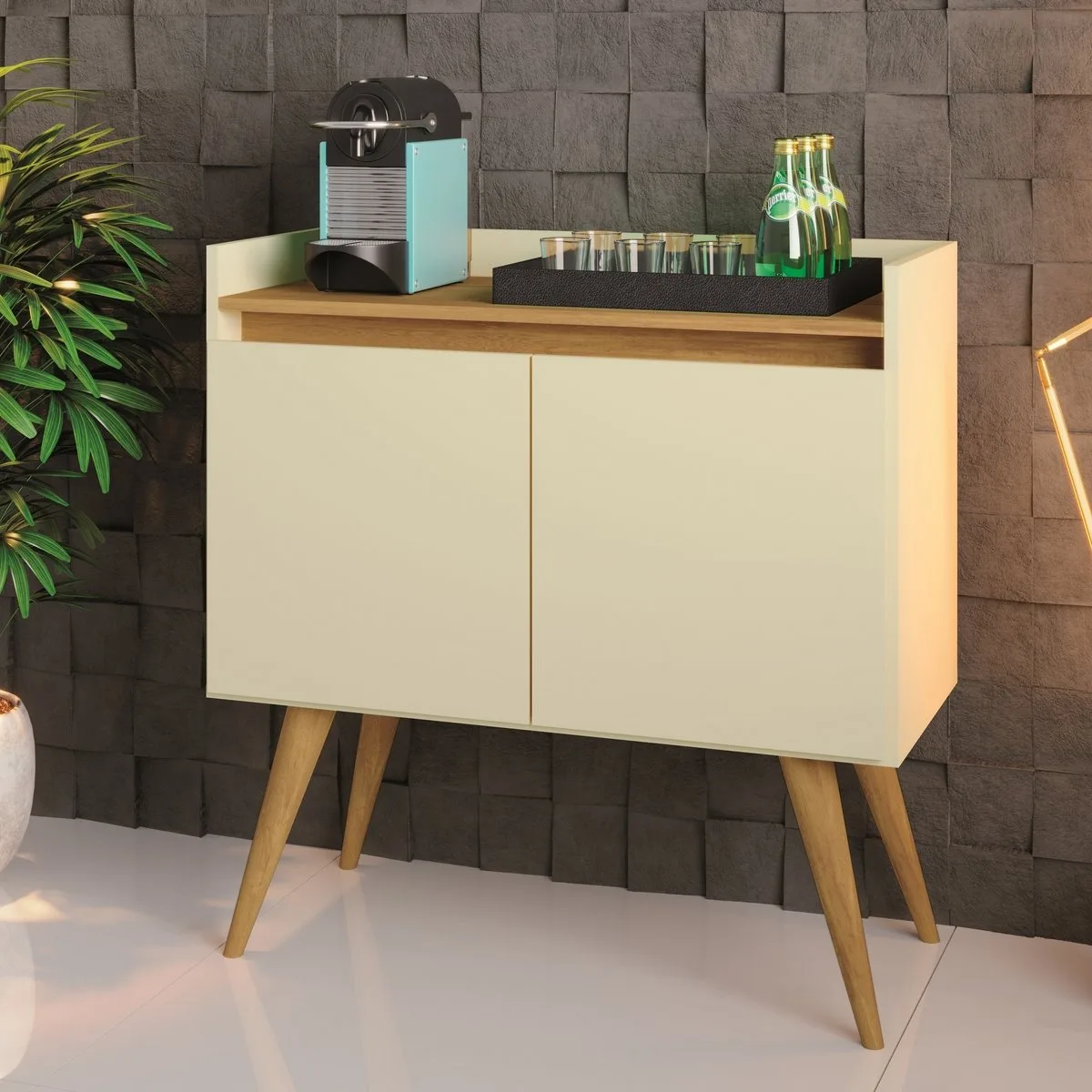 Buffet 2 Portas Gold Pérola/Mel – MÓVEIS PRIMUS