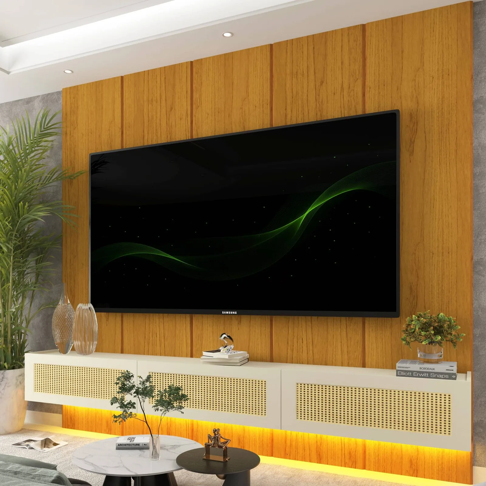 Home Suspenso até 85″ Realce 2,225 m Naturale com Nicho Native Off White – GELIUS