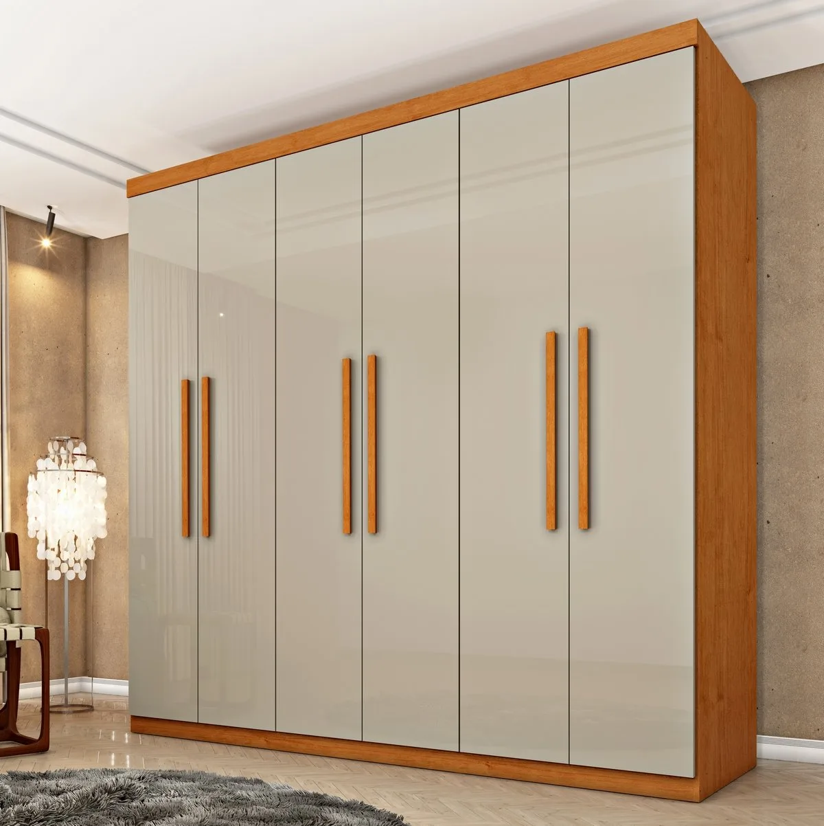 Guarda-Roupa 6 Portas Lagos/Cabo Verde 2,19 m Cinamomo/Off White – TCIL