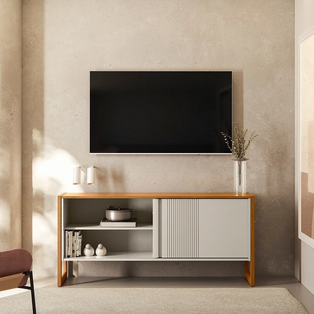 Rack até 55″ Gold Nature/Off White – LINEA BRASIL