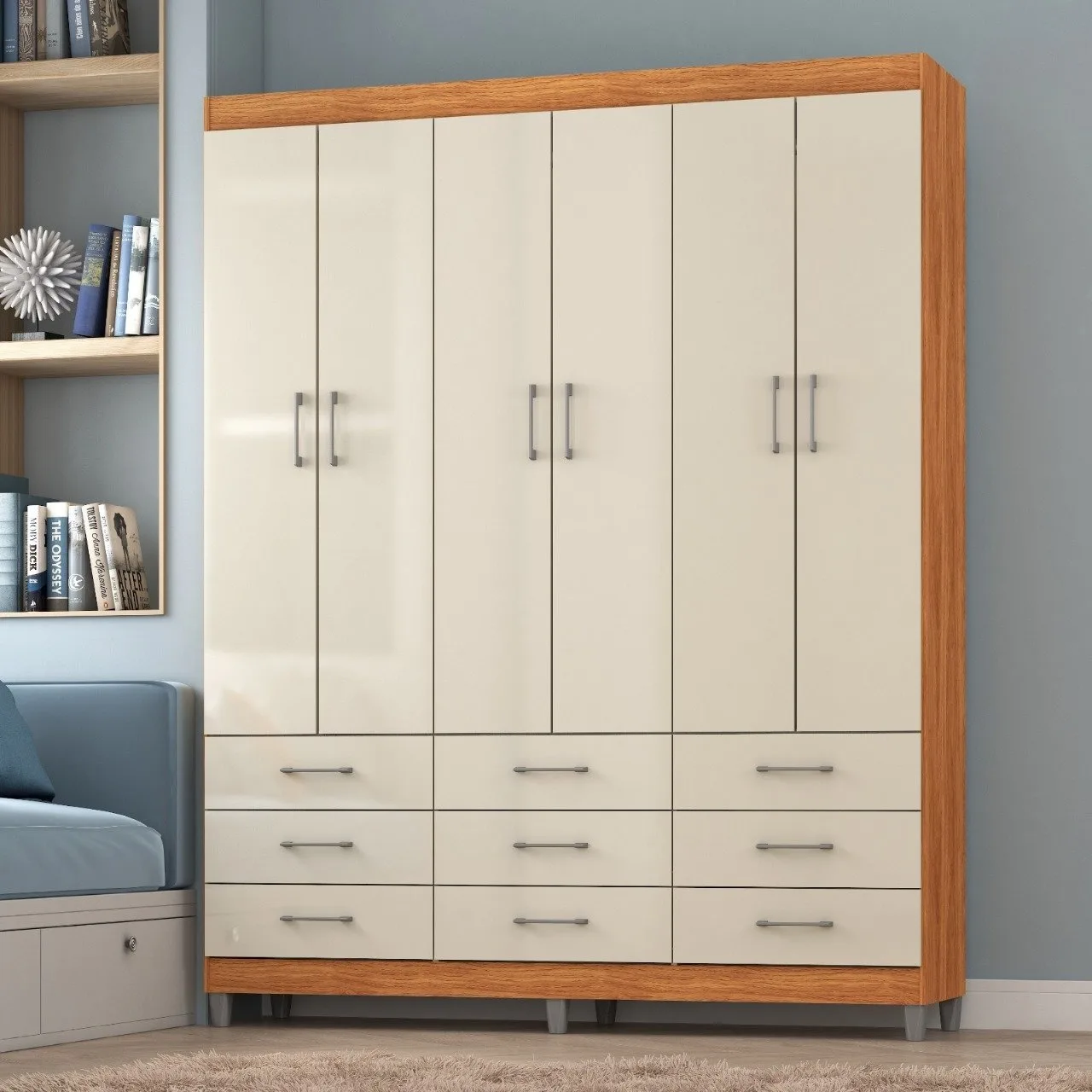 Guarda-Roupa 6 Portas Paraty 3690 1,50 m Cinamomo/Off White – FELLICCI