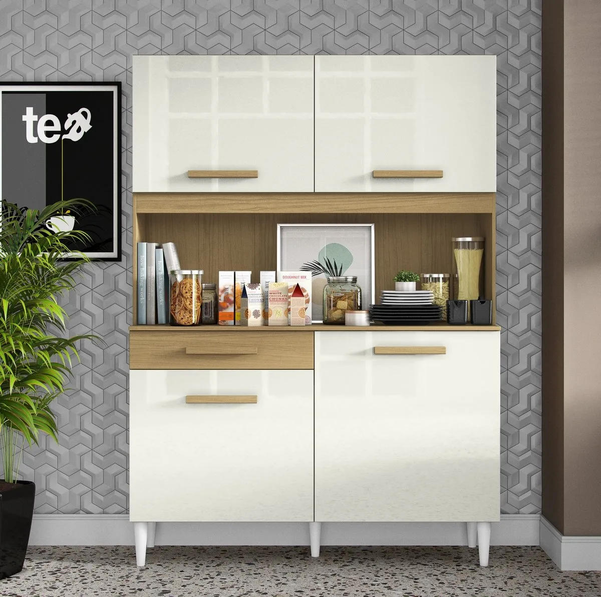 Kit Cozinha 4P1G 1,21 m Atacama/Off White – ARAMÓVEIS