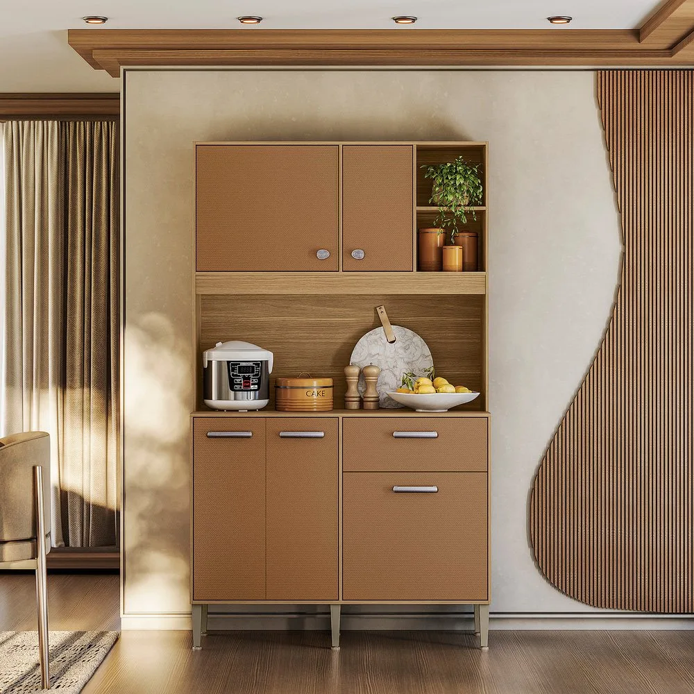 Kit Cozinha Liv 1,20 m Freijó/Caramelo – KIT’S PARANÁ