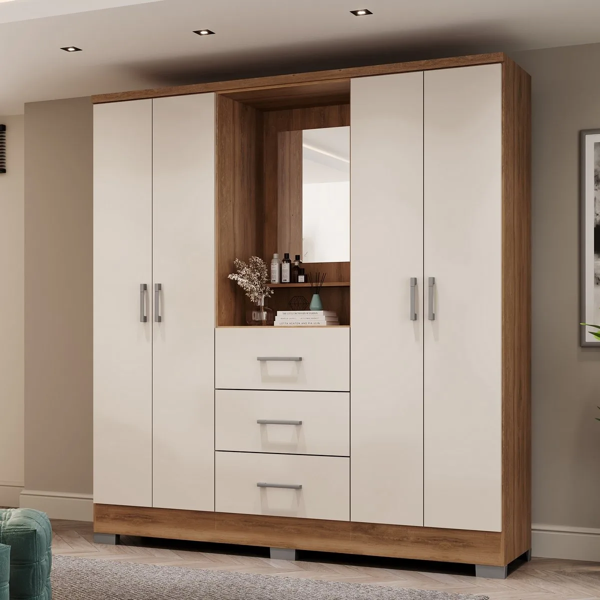 Guarda-Roupa Capelinha Roma 1181 1,60 m Freijó/Off White – CARRARO MÓVEIS