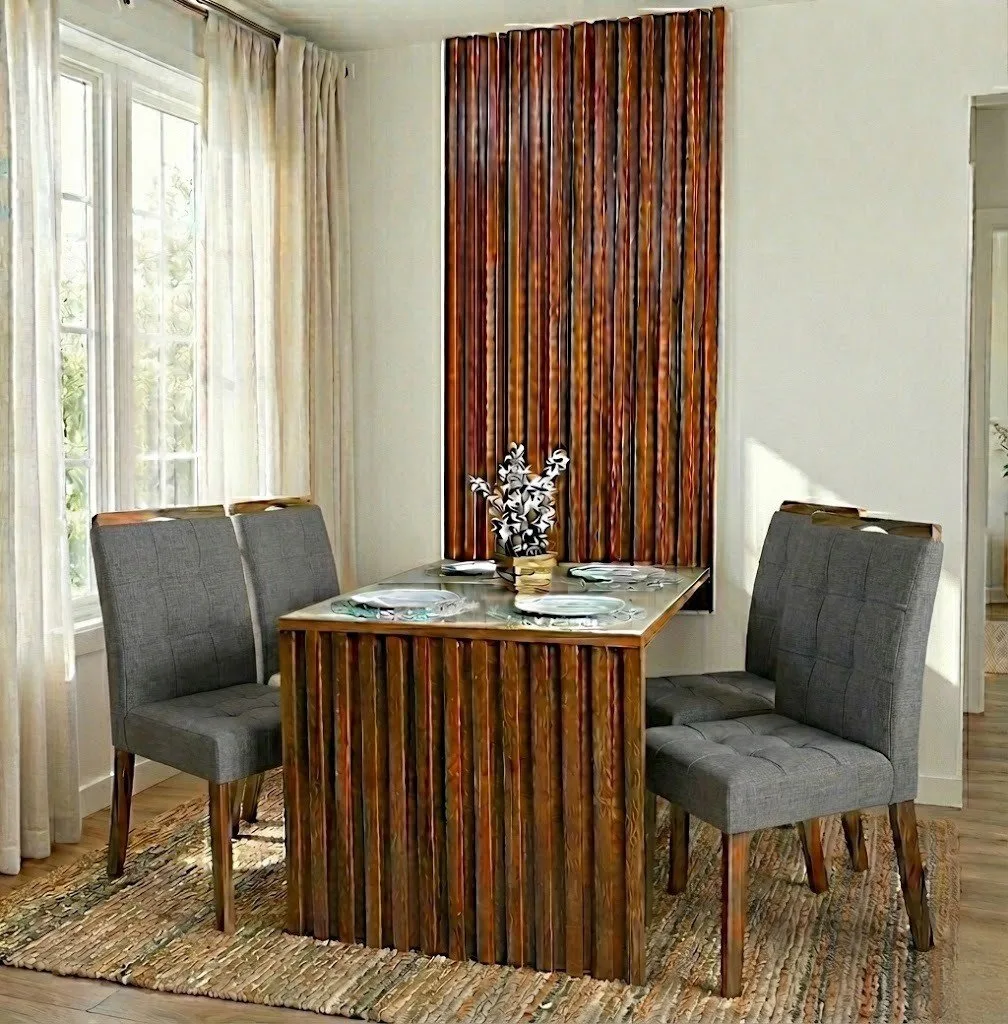 Mesa Cancun 120 Cinamomo/Off White com 4 Cadeiras Sophia Linho Cinza Grafite 206 – CEL MÓVEIS + WM DECOR