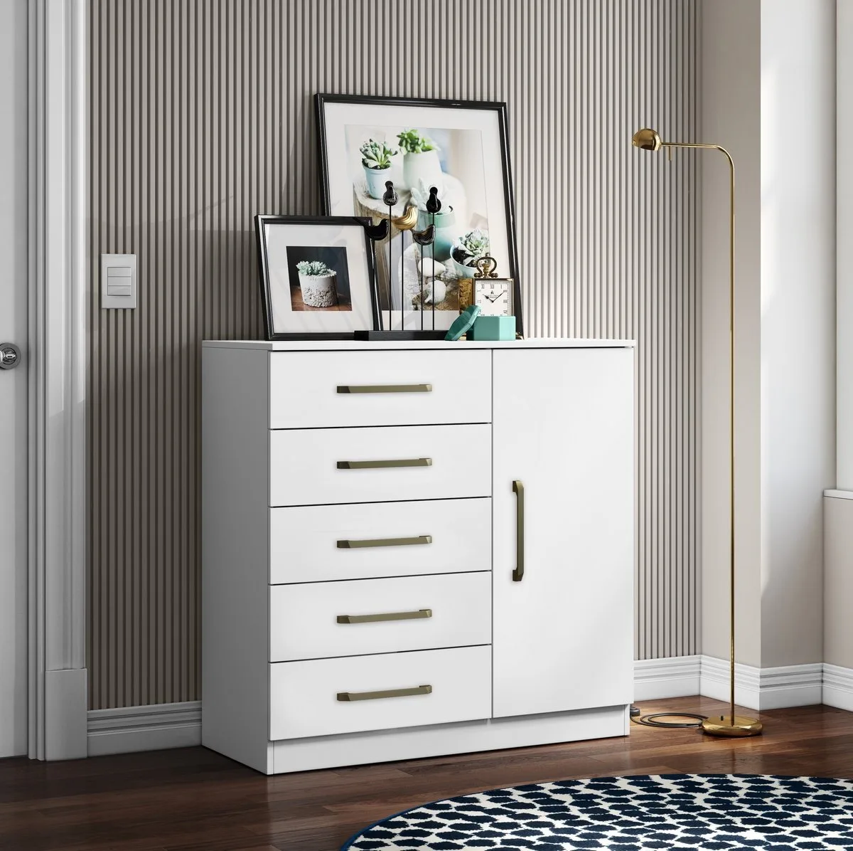 Cômoda 5 Gavetas com Sapateira Milão Branco – ARAMÓVEIS