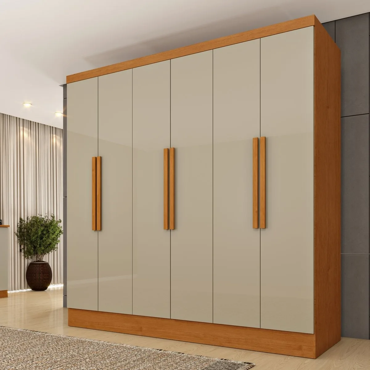 Guarda-Roupa 6 Portas Bariloche/Equador 1,80 m Cinamomo/Off White – TCIL