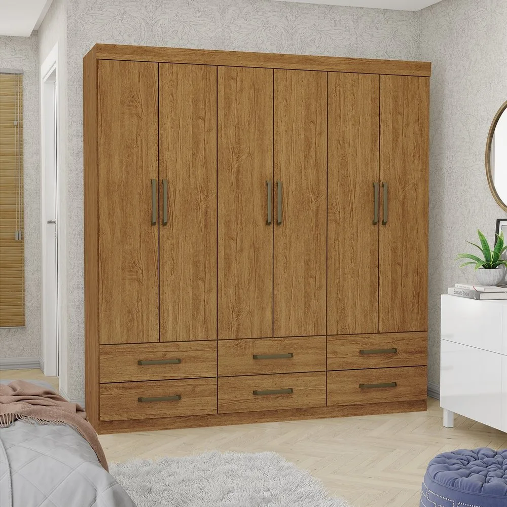 Guarda-Roupa 6 Portas(Sem Espelho/Sem Pés)Dallas 1,53 m Cinamomo – CARIOCA MÓVEIS