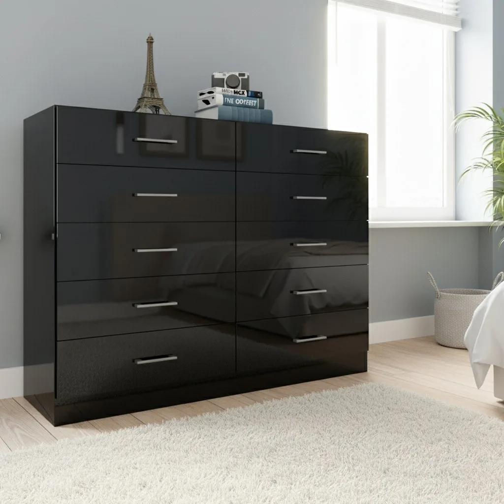 Cômoda 10 Gavetas Caribe Preto – FELLICCI