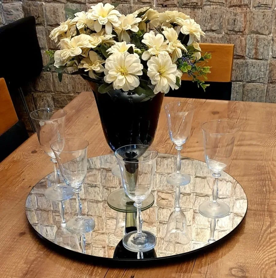 Prato Giratório 50 cm Espelhado/Preto – RJ DECOR