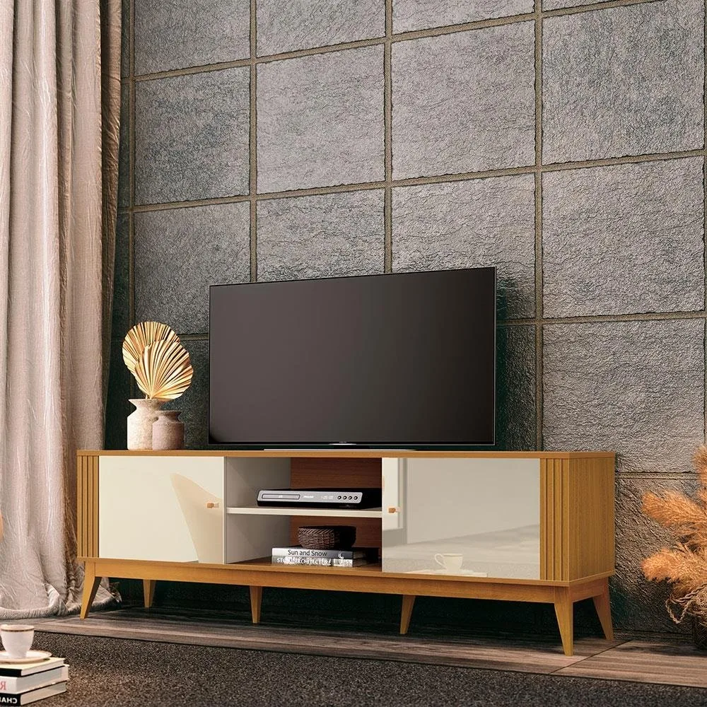 Rack até 75″ Legacy 2.0 Off White/Cedro Natural – EDN MÓVEIS