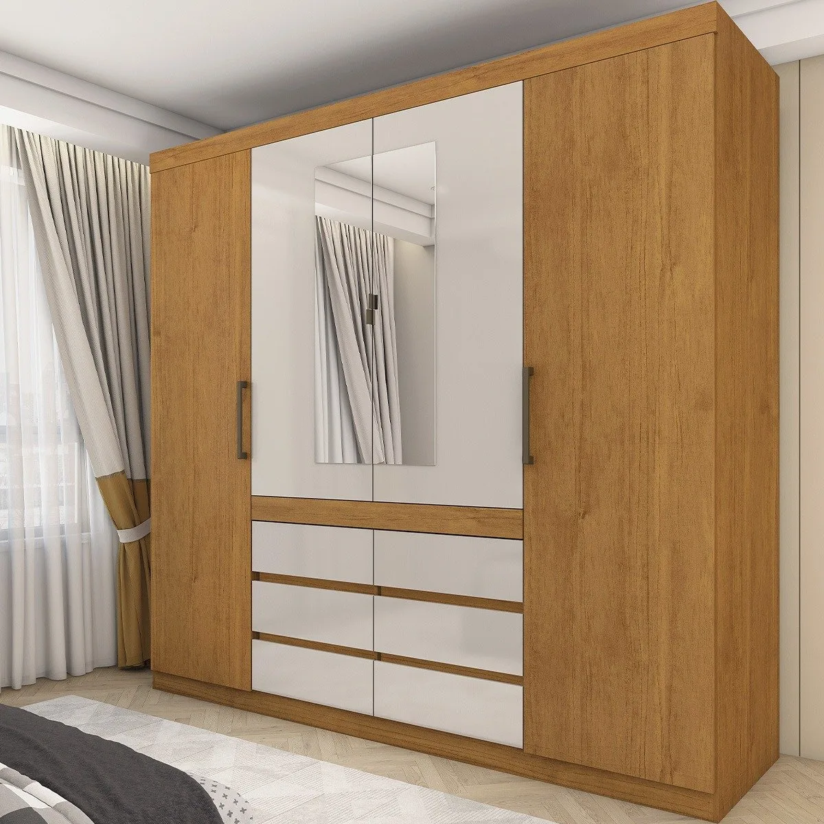 Guarda-Roupa 4 Portas Imperio 2,00 m Cinamomo/Off White – CARIOCA MOVEIS