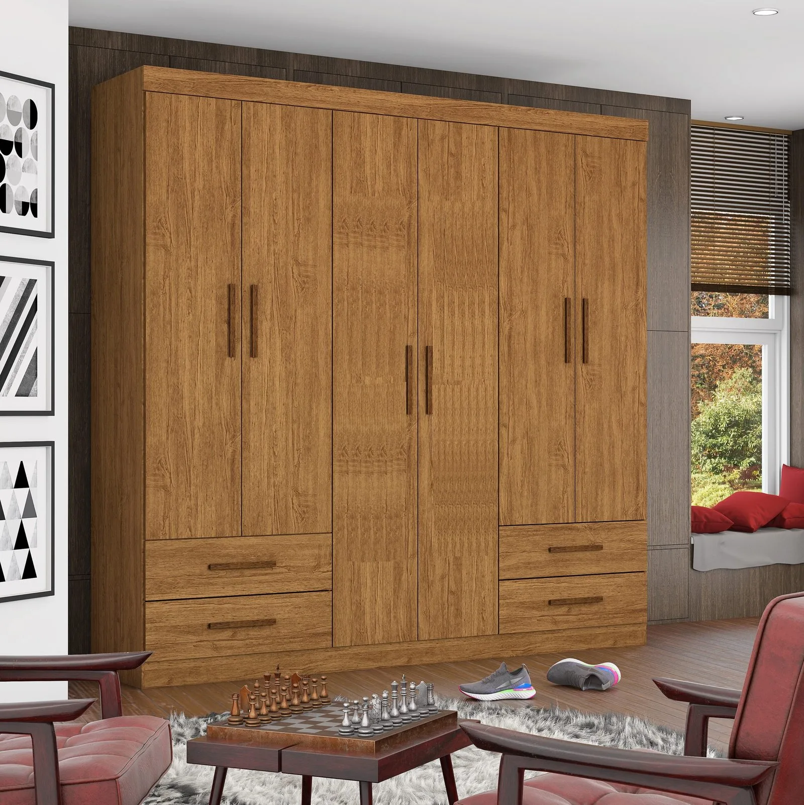 Guarda-Roupa 6 Portas Hércules (Sem espelho) 1,77 m Cinamomo – CARIOCA MÓVEIS