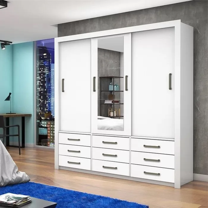 Guarda-Roupa 3 Portas Anjos 1,91 m Branco – CARIOCA MÓVEIS