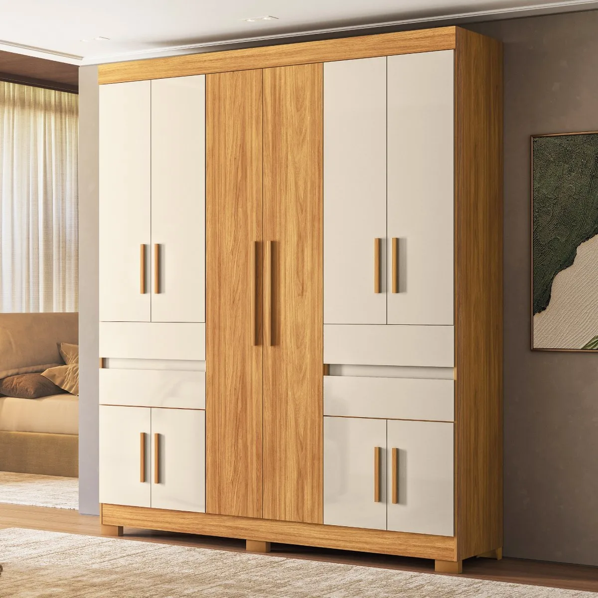 Guarda-Roupa 10 Portas Vizanno 1,80 m Cinamon Touch/Off White – DEMÓBILE