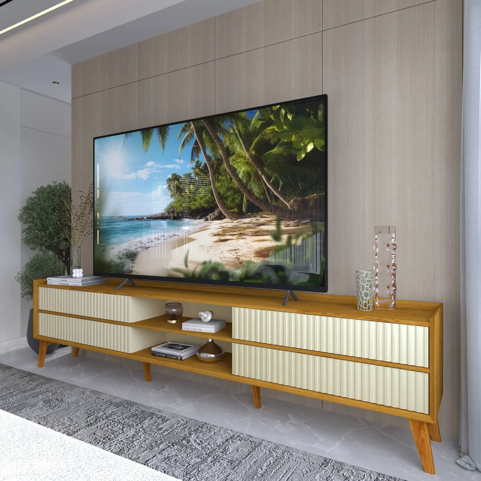 Rack até 85″ Magnífico 212 Naturale/Off White – GELIUS