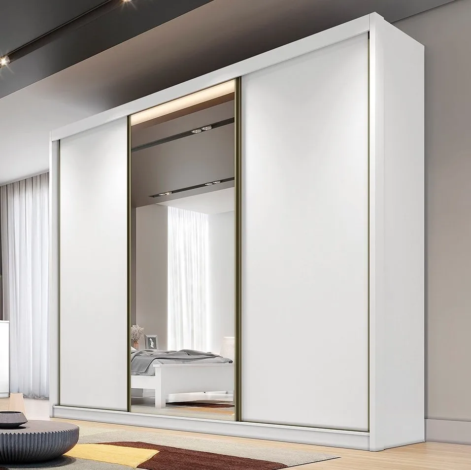 Guarda-Roupa Diamond Plus (1 porta espelhada) 2,412 m Neve – NOVO HORIZONTE