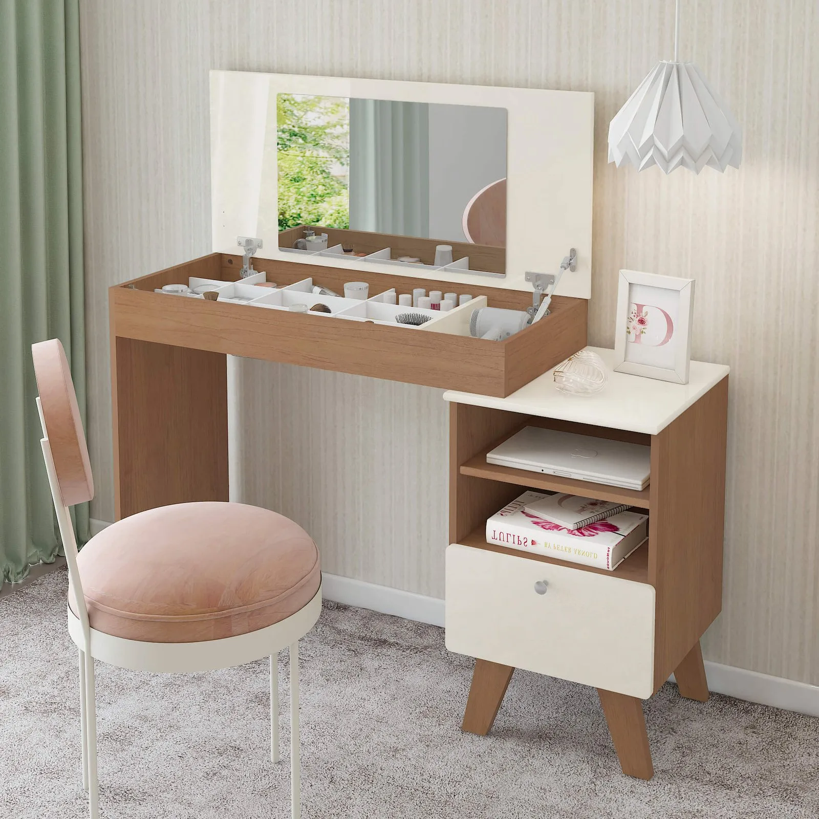 Escrivaninha Penteadeira Dora Cinamomo/Off White – ARTELY