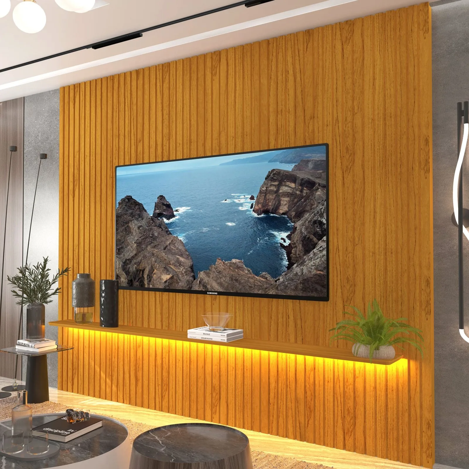 Painel até 85″ Nobre Ripado 230 Naturale – GELIUS