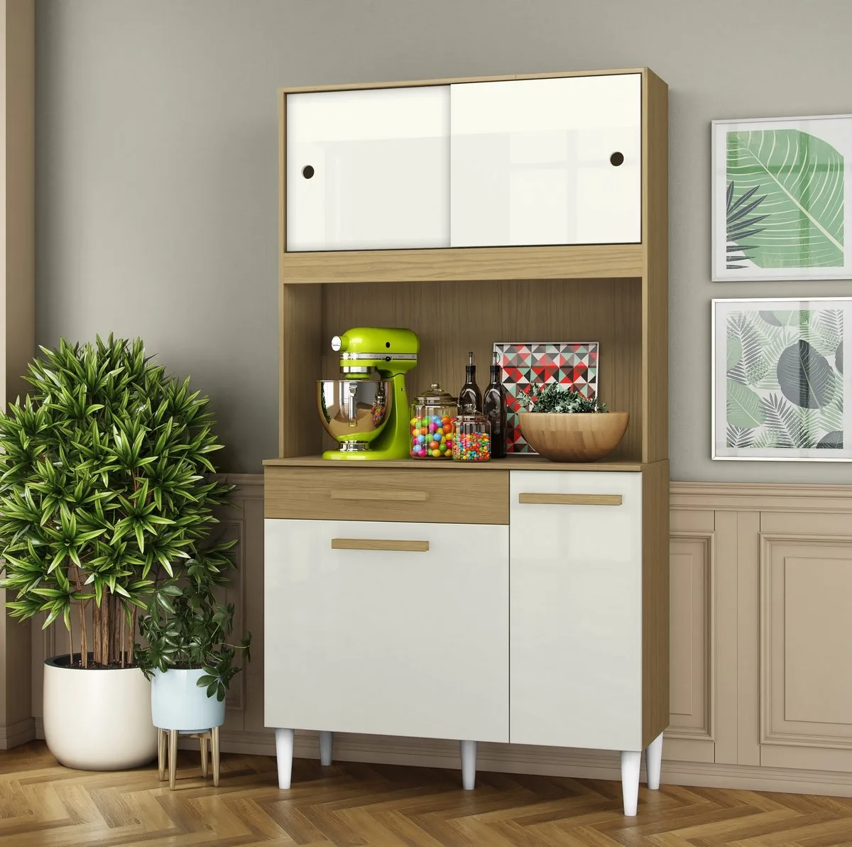 Kit Cozinha 4P1G 0,91 m Atacama/Off White – ARAMÓVEIS