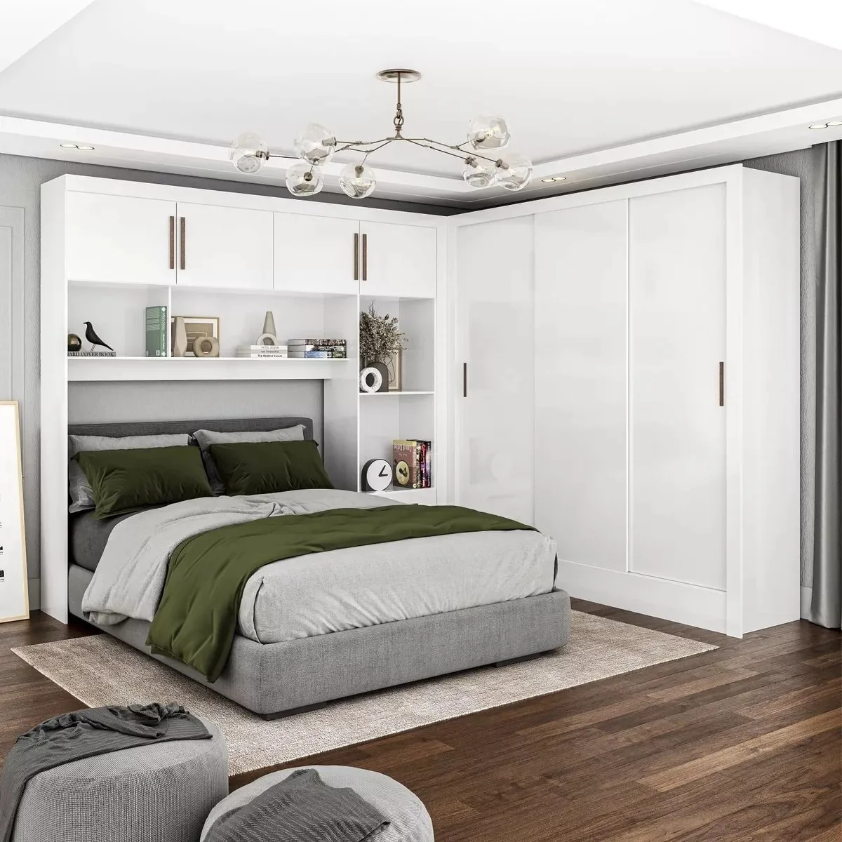 Modulado 4 Portas + Guarda-Roupa 3 Portas Dubai/Santiago Branco – CARIOCA MÓVEIS