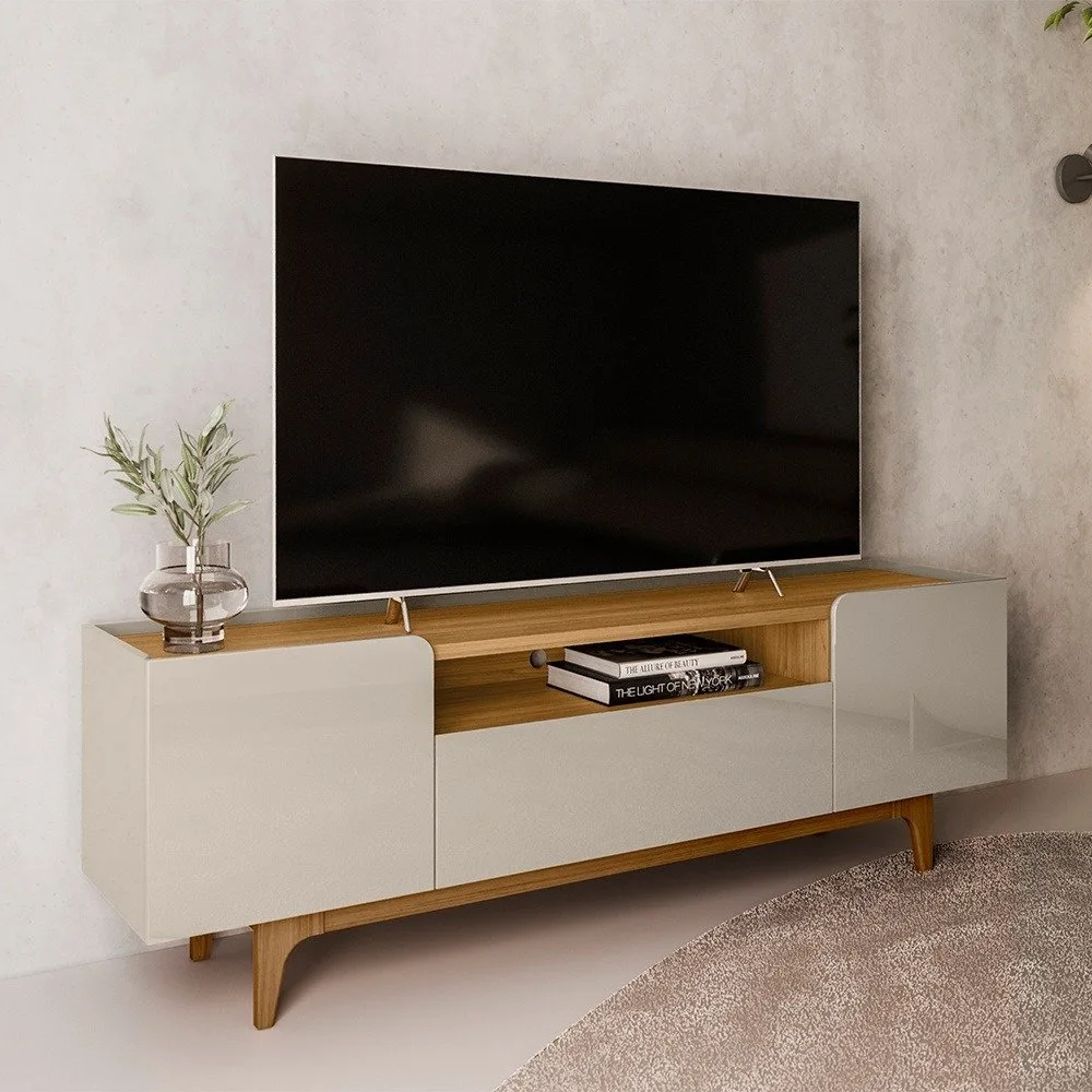 Rack até 75″ Orlando Tauari/Off White Brilho – LINEA BRASIL