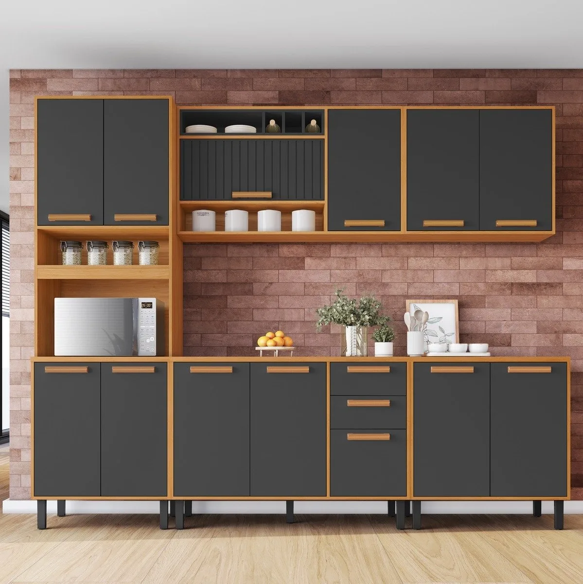 Cozinha Completa Nápoles Cinamomo/Grafite – ITATIAIA