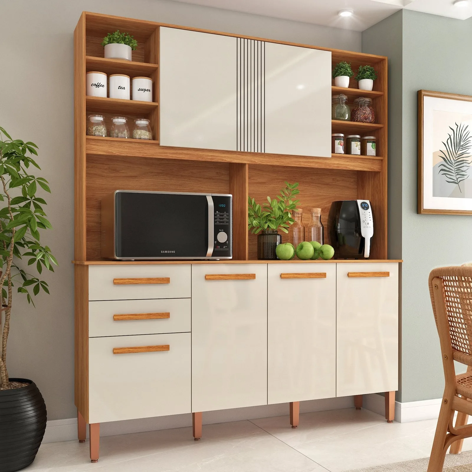 Kit Cozinha Málaga CM720 1,62 m Cinamomo/Off White – FELLICCI