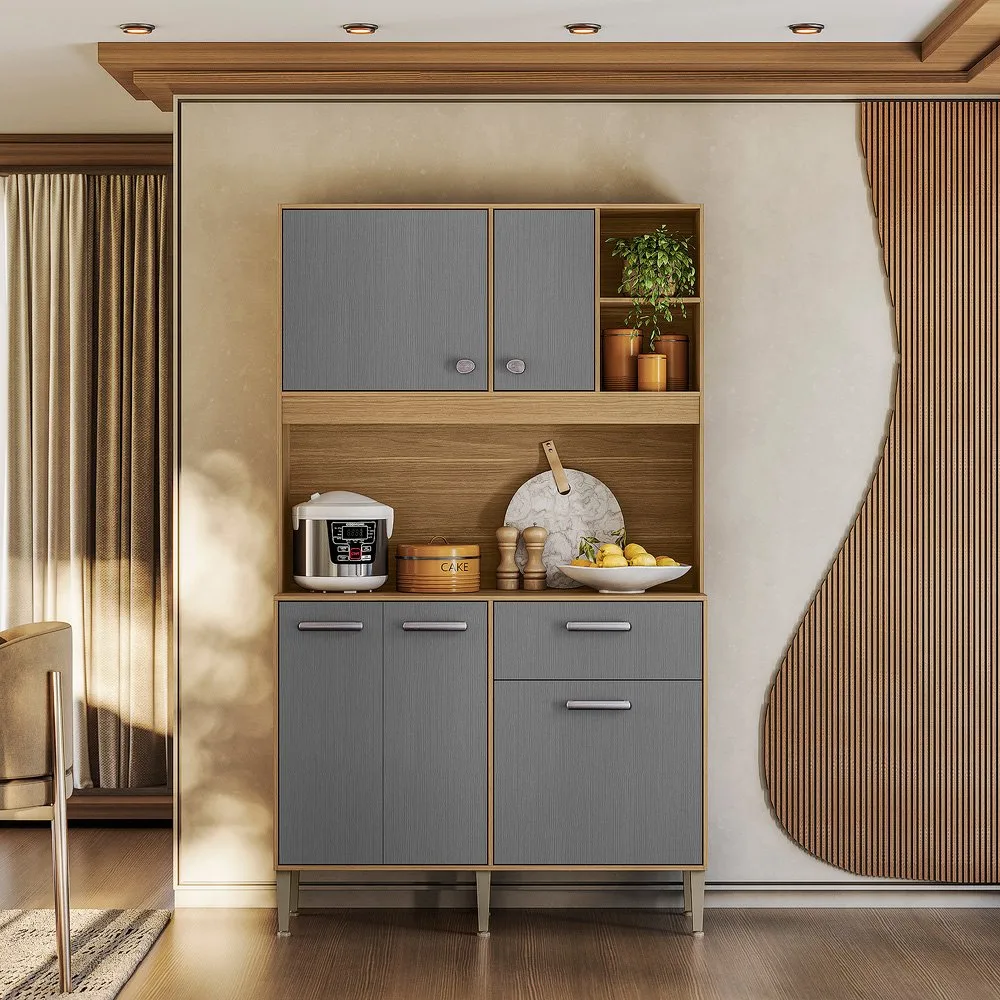 Kit Cozinha Liv 1,20 m Freijó/Gris – KIT’S PARANÁ