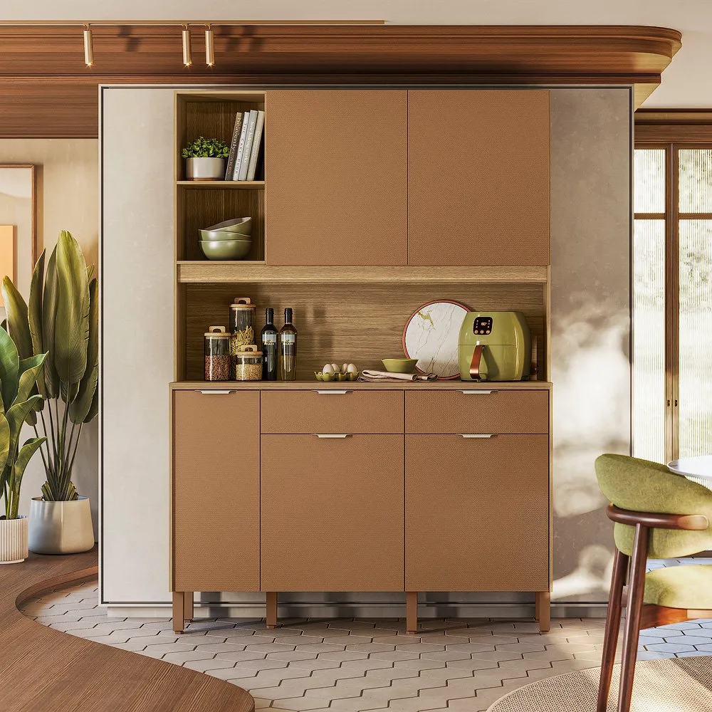 Kit Cozinha Flora 1,447 m Freijó/Caramelo – KIT’S PARANÁ