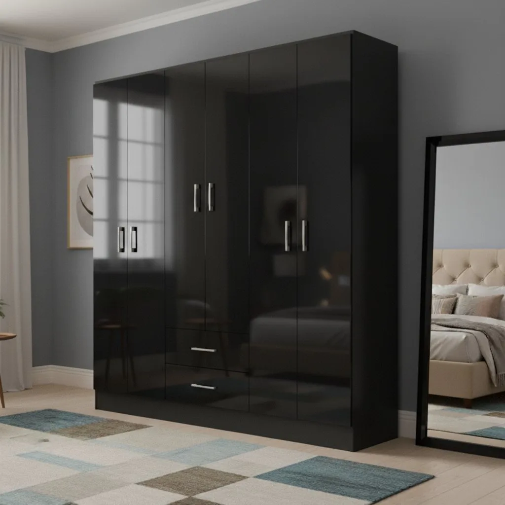 Guarda-Roupa 6 Portas Jamaica 6002 1,34 m Preto – FELLICCI